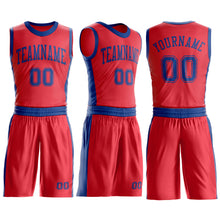 Load image into Gallery viewer, Custom Fire Red Royal Round Neck Suit Basketball Jersey