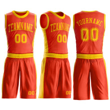 Load image into Gallery viewer, Custom Orange Gold Round Neck Suit Basketball Jersey