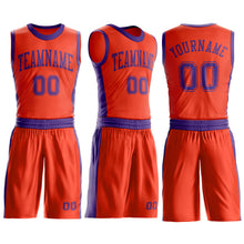 Load image into Gallery viewer, Custom Orange Purple Round Neck Suit Basketball Jersey
