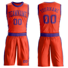 Load image into Gallery viewer, Custom Orange Purple Round Neck Suit Basketball Jersey