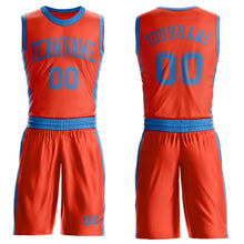 Load image into Gallery viewer, Custom Orange Blue Round Neck Suit Basketball Jersey