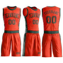 Load image into Gallery viewer, Custom Orange Green Round Neck Suit Basketball Jersey
