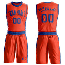 Load image into Gallery viewer, Custom Orange Royal Round Neck Suit Basketball Jersey
