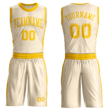 Load image into Gallery viewer, Custom Cream Gold Round Neck Suit Basketball Jersey