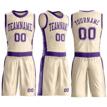 Laden Sie das Bild in den Galerie-Viewer, Custom Cream Purple Round Neck Suit Basketball Jersey