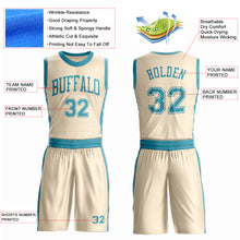 Laden Sie das Bild in den Galerie-Viewer, Custom Cream Teal Round Neck Suit Basketball Jersey