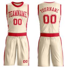 Laden Sie das Bild in den Galerie-Viewer, Custom Cream Red Round Neck Suit Basketball Jersey
