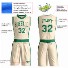 Laden Sie das Bild in den Galerie-Viewer, Custom Cream Kelly Green Round Neck Suit Basketball Jersey