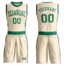 Laden Sie das Bild in den Galerie-Viewer, Custom Cream Kelly Green Round Neck Suit Basketball Jersey