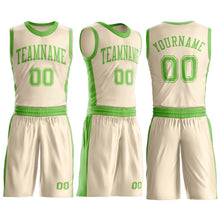 Laden Sie das Bild in den Galerie-Viewer, Custom Cream Neon Green Round Neck Suit Basketball Jersey