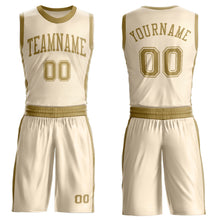 Laden Sie das Bild in den Galerie-Viewer, Custom Cream Old Gold Round Neck Suit Basketball Jersey