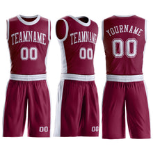 Load image into Gallery viewer, Custom Maroon White Round Neck Suit Basketball Jersey