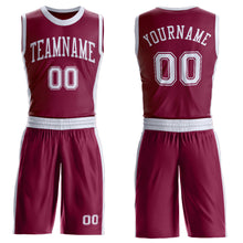 Load image into Gallery viewer, Custom Maroon White Round Neck Suit Basketball Jersey