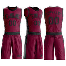 Load image into Gallery viewer, Custom Maroon Black Round Neck Suit Basketball Jersey
