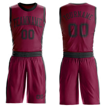 Load image into Gallery viewer, Custom Maroon Black Round Neck Suit Basketball Jersey