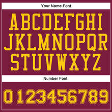 Load image into Gallery viewer, Custom Maroon Gold Round Neck Suit Basketball Jersey