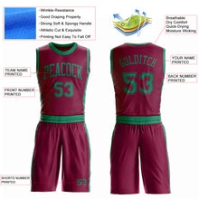 Load image into Gallery viewer, Custom Maroon Kelly Green Round Neck Suit Basketball Jersey