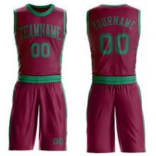 Load image into Gallery viewer, Custom Maroon Kelly Green Round Neck Suit Basketball Jersey