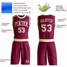 Load image into Gallery viewer, Custom Maroon Cream Round Neck Suit Basketball Jersey
