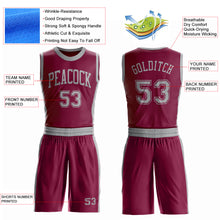 Load image into Gallery viewer, Custom Maroon Gray Round Neck Suit Basketball Jersey