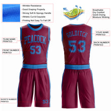Load image into Gallery viewer, Custom Maroon Blue Round Neck Suit Basketball Jersey