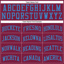 Load image into Gallery viewer, Custom Maroon Blue Round Neck Suit Basketball Jersey