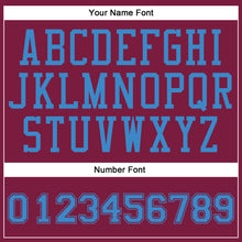 Load image into Gallery viewer, Custom Maroon Blue Round Neck Suit Basketball Jersey