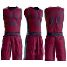 Load image into Gallery viewer, Custom Maroon Navy Round Neck Suit Basketball Jersey