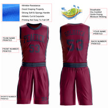 Load image into Gallery viewer, Custom Maroon Navy Round Neck Suit Basketball Jersey