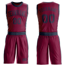 Load image into Gallery viewer, Custom Maroon Navy Round Neck Suit Basketball Jersey