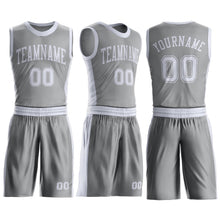 Load image into Gallery viewer, Custom Gray White Round Neck Suit Basketball Jersey