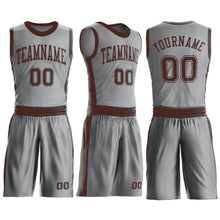 Laden Sie das Bild in den Galerie-Viewer, Custom Gray Brown Round Neck Suit Basketball Jersey