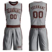 Laden Sie das Bild in den Galerie-Viewer, Custom Gray Brown Round Neck Suit Basketball Jersey