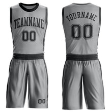 Load image into Gallery viewer, Custom Gray Black Round Neck Suit Basketball Jersey