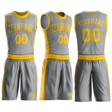 Laden Sie das Bild in den Galerie-Viewer, Custom Gray Gold Round Neck Suit Basketball Jersey