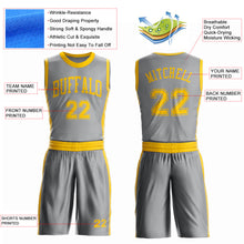Laden Sie das Bild in den Galerie-Viewer, Custom Gray Gold Round Neck Suit Basketball Jersey