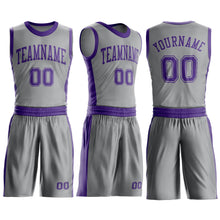 Load image into Gallery viewer, Custom Gray Purple Round Neck Suit Basketball Jersey