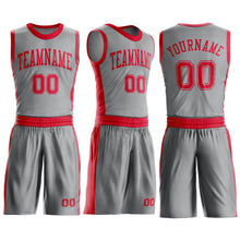 Load image into Gallery viewer, Custom Gray Red Round Neck Suit Basketball Jersey