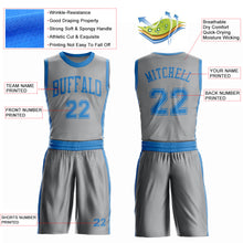 Laden Sie das Bild in den Galerie-Viewer, Custom Gray Blue Round Neck Suit Basketball Jersey
