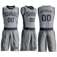 Laden Sie das Bild in den Galerie-Viewer, Custom Gray Navy Round Neck Suit Basketball Jersey