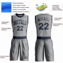 Laden Sie das Bild in den Galerie-Viewer, Custom Gray Navy Round Neck Suit Basketball Jersey