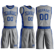 Laden Sie das Bild in den Galerie-Viewer, Custom Gray Royal Round Neck Suit Basketball Jersey