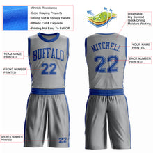 Laden Sie das Bild in den Galerie-Viewer, Custom Gray Royal Round Neck Suit Basketball Jersey