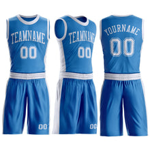 Laden Sie das Bild in den Galerie-Viewer, Custom Blue White Round Neck Suit Basketball Jersey