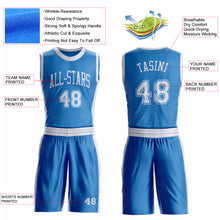 Laden Sie das Bild in den Galerie-Viewer, Custom Blue White Round Neck Suit Basketball Jersey