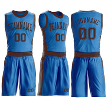 Загрузить изображение в средство просмотра галереи, Custom Blue Brown Round Neck Suit Basketball Jersey