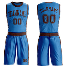 Загрузить изображение в средство просмотра галереи, Custom Blue Brown Round Neck Suit Basketball Jersey