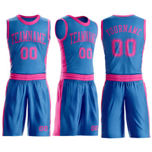 Laden Sie das Bild in den Galerie-Viewer, Custom Blue Pink Round Neck Suit Basketball Jersey