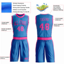 Laden Sie das Bild in den Galerie-Viewer, Custom Blue Pink Round Neck Suit Basketball Jersey