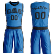 Laden Sie das Bild in den Galerie-Viewer, Custom Blue Black Round Neck Suit Basketball Jersey